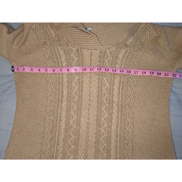 Coldwater Creek Women L Camel Cable Knit Sweater Old Money Preppy Sophisticated - Picture 7 of 8
